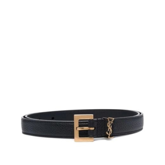 Brand New! YSL CASSANDRE BELT SQUARE BUCKLE IN GRAINED LEATHER! NWOT - Picture 1 of 15